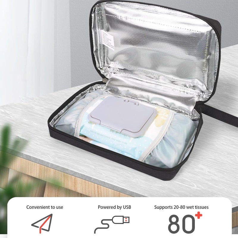 Heayzoki سخان مناديل USB محمول، سخان مناديل للسيارة مع شاشة عرض رقمية، درجة حرارة تسخين قابلة للتعديل من 30°C إلى 60°C، للاستخدام في السيارة، المنزل، السفر، والتخييم - Image 4
